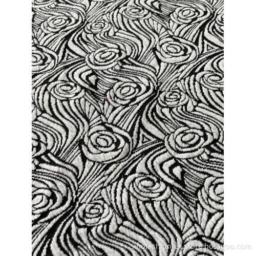 rose like jacquard interlock black and white effect for lady's outwear
